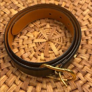 Lauren Ralph Lauren Black and Gold Leather Belt